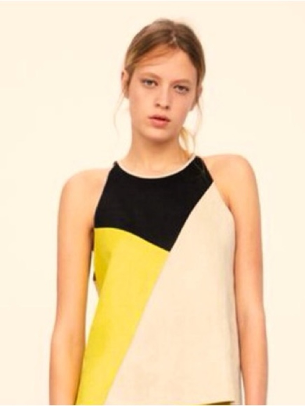 Zara Cream Asymmetrical Tank Top
